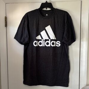 Adidas Men's Dark Gray/Heather/Charcoal Tee with Large White Logo
